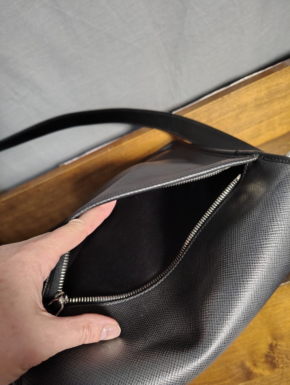 Prada Black Textured Leather Crossbody Bag with Buckle Detail - Picture 11 of 16